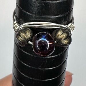 Ring handmade silver color wire wrap handmade beads